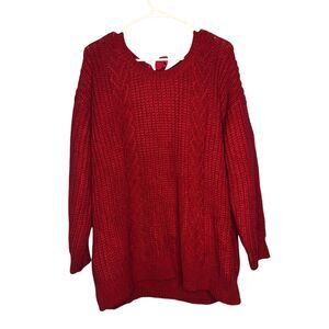 Torrid Sweater Womens Plus 2X Red Cable Heart Tie Back Valentines Knit NWT